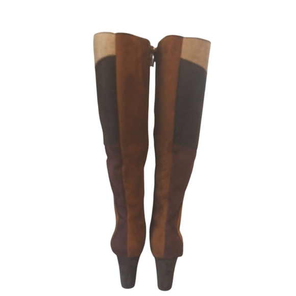 Amelia Grace Patchwork Knee-High Boots Retro Tall Heeled Boots Size 8 - Picture 5 of 11